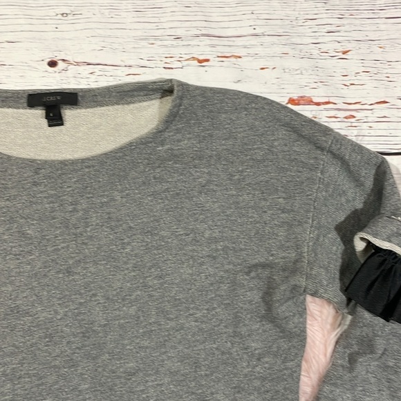 J. Crew Heather Gray Ruffle Trim Sleeve Sweatshirt - Picture 7 of 10